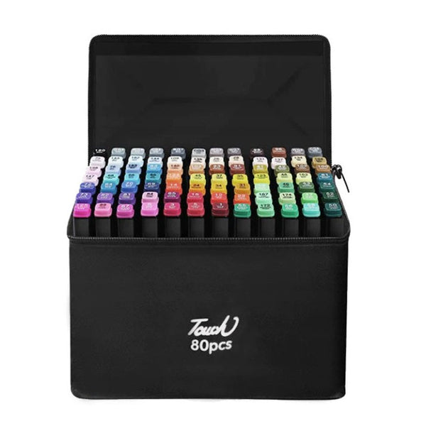 Set 80 Markere Tip Carioci Geanta de Depozitare Multicolore