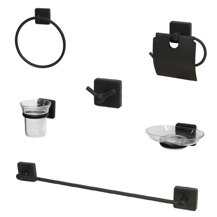 Set accesorii pentru baie 6 piese model Negru