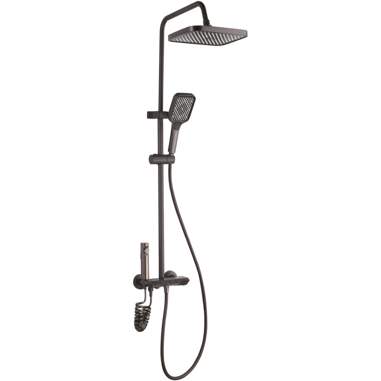Set dus freddo SN-5022NG cu sistem negru mat, duș cu mâner și furtun spiralat