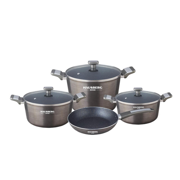 Set oale 7 piese HAUSBERG HB-H760GR GRI acoperire antiaderenta maner bachelita 2.5L - 7.7L