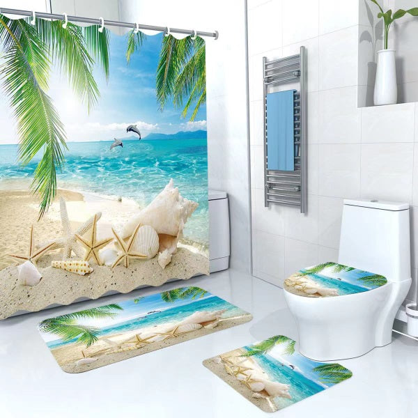 Set Pentru Baie: Perdea Covorase Si Husa De Toaleta + Set 2 x Covoare pentru Bucatarie