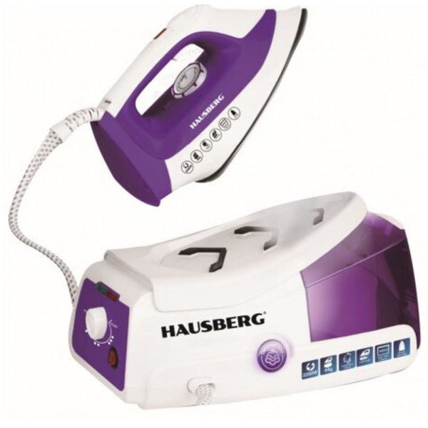 Statie de calcat HAUSBERG HB-7920MV 2200W 68g/min 1000ml anti-calcar termostat talpa ceramica Mov-Alb