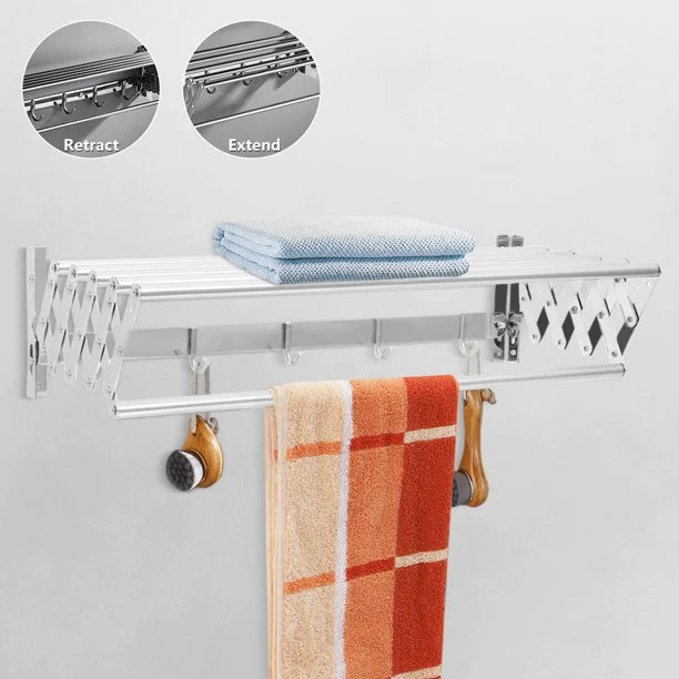 Suport de Haine Telescopic si Retractabil cu Prindere in Perete 70 cm Articole Casa