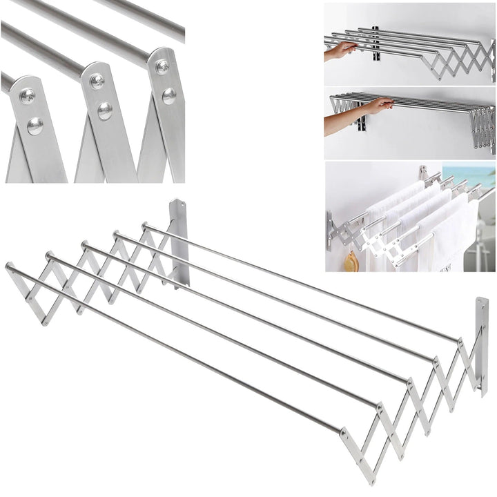 Suport de Haine Telescopic si Retractabil cu Prindere in Perete 70 cm Articole Casa