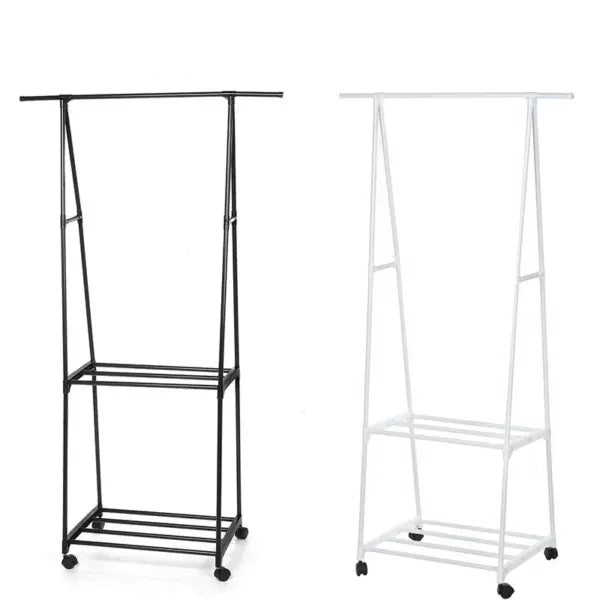 Suport in Forma de Triunghi pentru Haine si Umerase cu 2 Rafturi Inferioare 160 x 55 x 42 cm Articole Casa