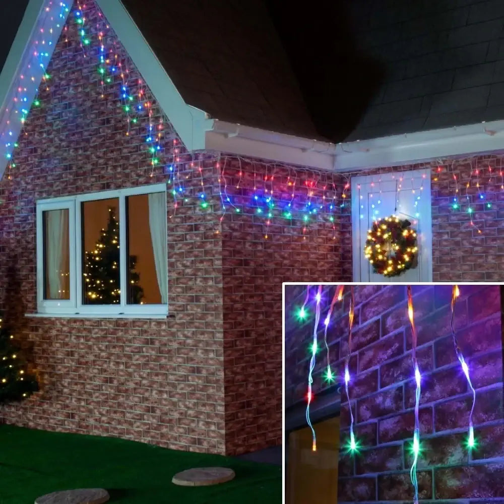 Set 2 x Instalatie - Franjuri cu LED-uri Tip Turturi 12 metri - multicolora