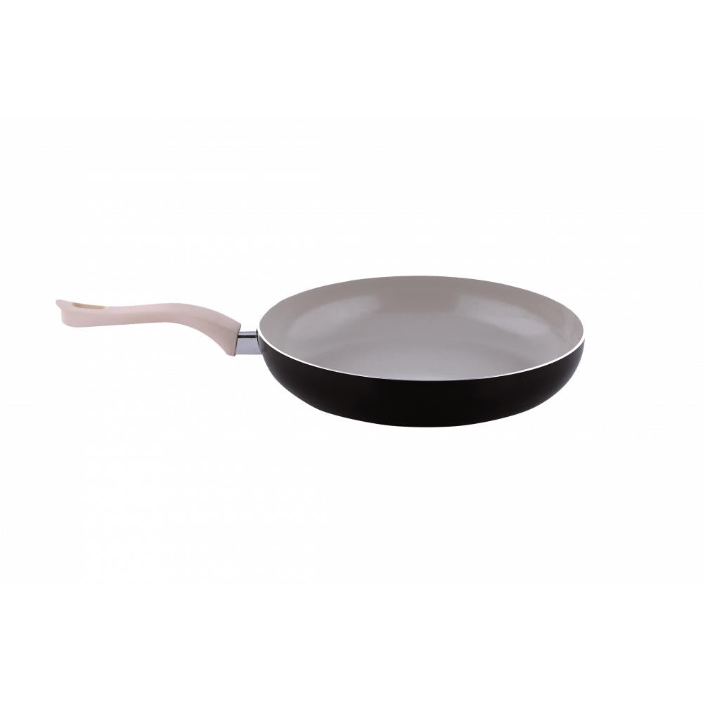 Tigaie ceramica Ertone ERT-MN 722 22 cm maner silicon detasabil Crem/Negru