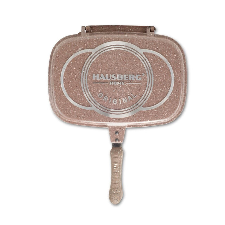 Tigaie Dubla Grill Hausberg HB-H1540PO interior antiaderent 36 cm marmura Portocaliu