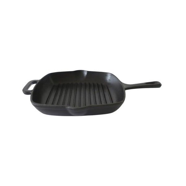 Tigaie Grill din Fonta emailata HAUSBERG HB-H1562 Diametru 27 cm Adancime 4.5 cm Maner 15 cm Antiaderenta Compatibila