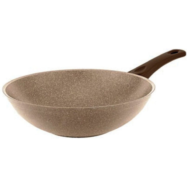 Tigaie profesionala Wok HAUSBERG HB-H1550 28cm 3.2L piatra de granit din aluminiu presat bej