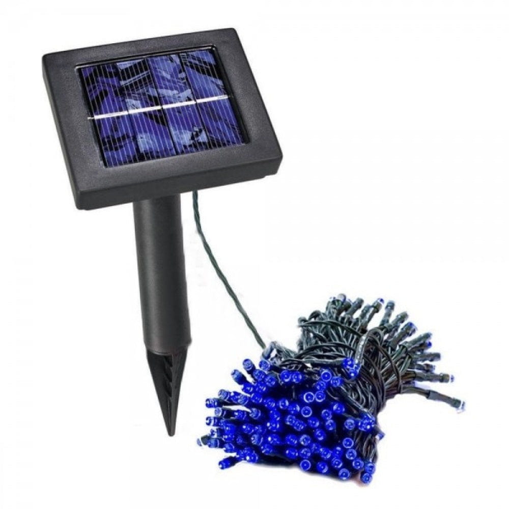 Set 2 x Decoratiune cu Incarcare Solara 100 LED 10 Metri - Albastru