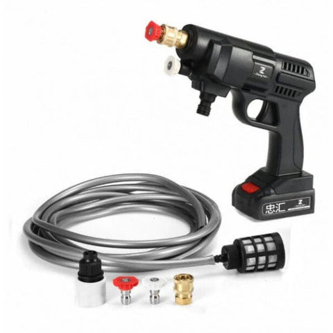 Imagine cu un aparat de spalat electric cu presiune și accesorii pentru curățare eficientă