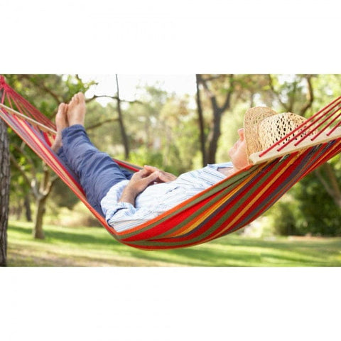 Set 2 x Hamac: Hamac Tip Scaun cu Bara de Lemn + Hamac Colorat cu Doua Bare din Lemn
