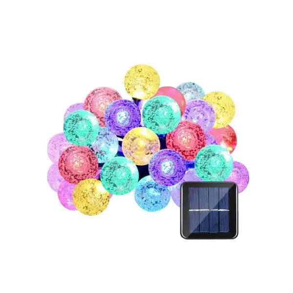 Ghirlanda luminoasa solara cu globuletele luminoase si panoul solar pentru exterior