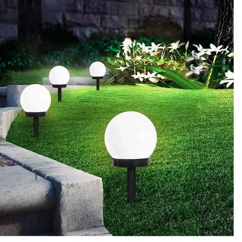 Set 5 lampa cu incarcare solara tip glob pentru gradina, rezistenta la apa, 33 cm