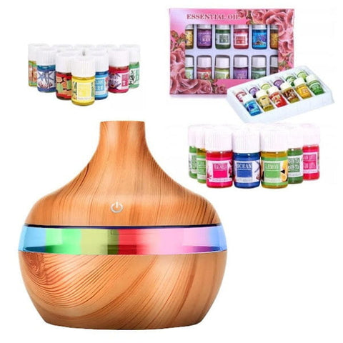 Difuzor aromaterapie cu efect de lemn și lumină LED, creează atmosferă relaxantă