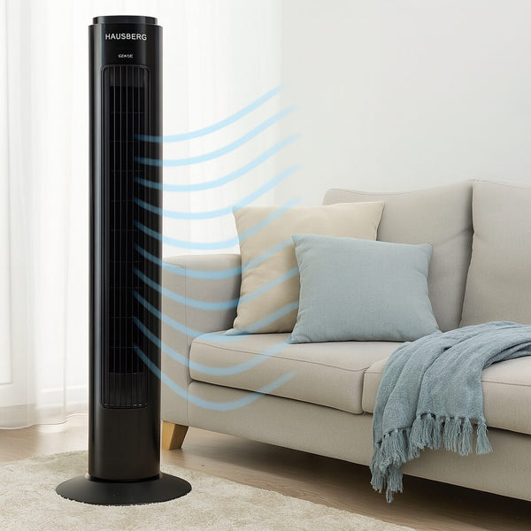 Ventilator Turn HAUSBERG HB-5950NG 40-50W 2 moduri de functionare 3 viteze baza rotativa Negru