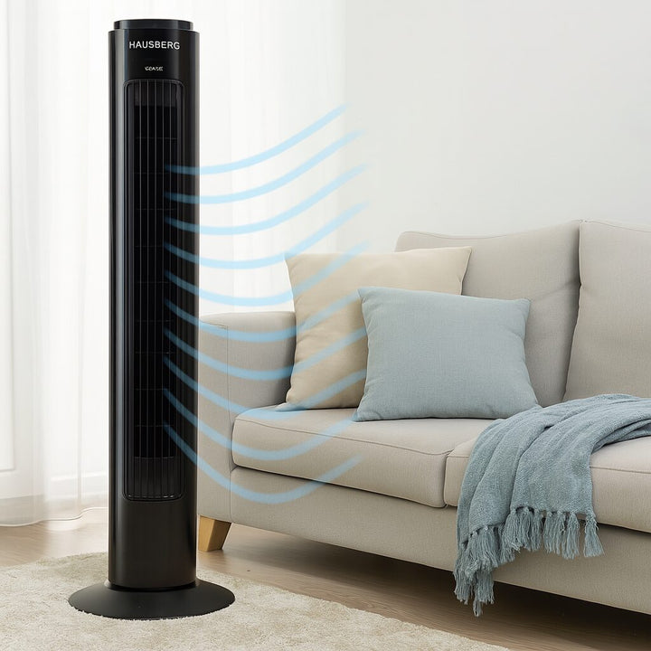 Ventilator Turn HAUSBERG HB-5950NG 40-50W 2 moduri de functionare 3 viteze baza rotativa Negru